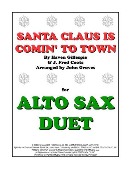 Santa Claus Is Comin To Town Alto Sax Duet Sheet Music