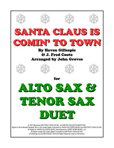 Santa Claus Is Comin To Town Alto Sax Tenor Sax Duet Sheet Music