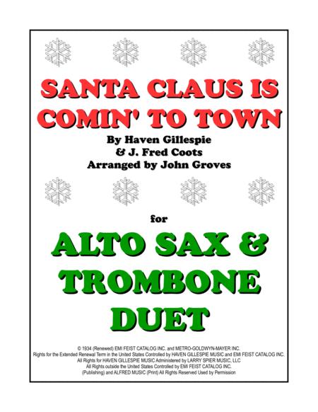 Santa Claus Is Comin To Town Alto Sax Trombone Duet Sheet Music