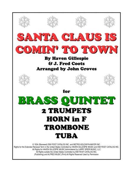 Free Sheet Music Santa Claus Is Comin To Town Brass Quintet 2 Trumpets Horn Trombone Tuba