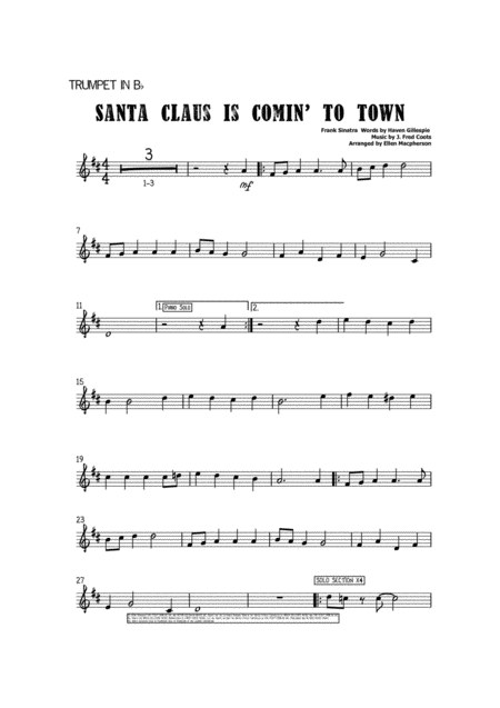 Santa Claus Is Comin To Town Flute Clarinet Alto Tenor Sax Trumpet Trombone Rhythm Section Sheet Music