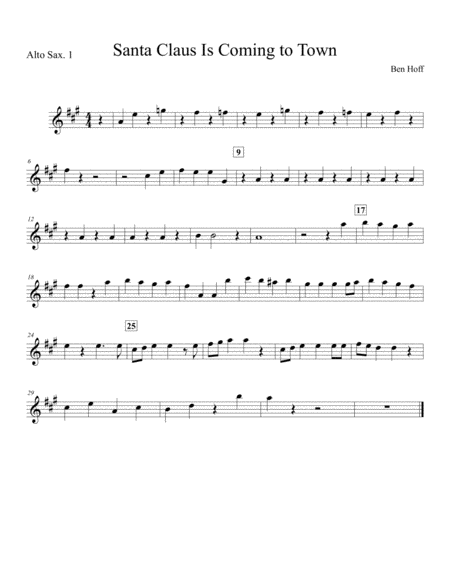 Santa Claus Is Comin To Town For Sax Quartet Sheet Music