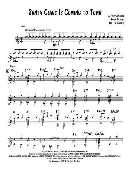 Santa Claus Is Comin To Town Guitar Solo Sheet Music