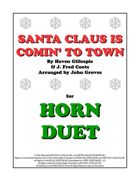 Santa Claus Is Comin To Town Horn Duet Sheet Music