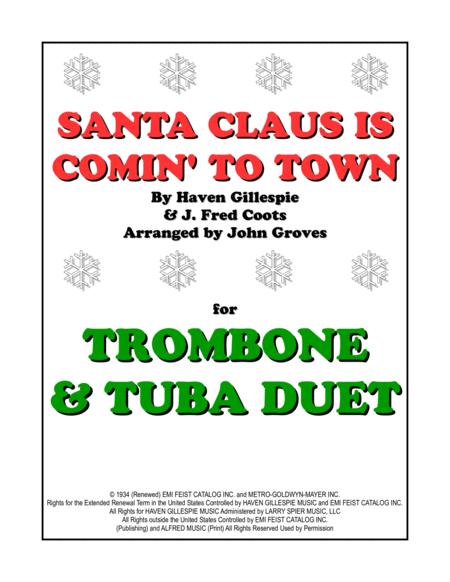 Santa Claus Is Comin To Town Trombone Tuba Duet Sheet Music