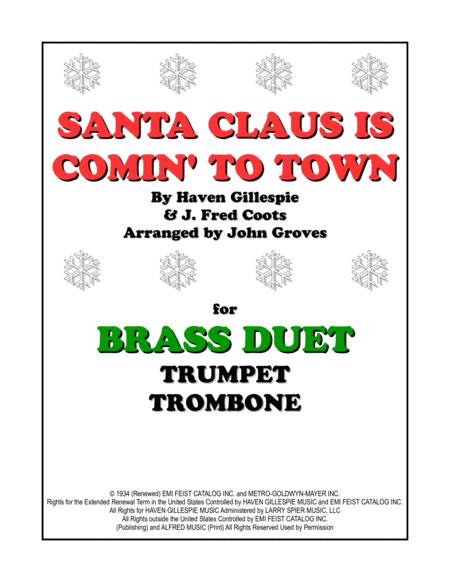 Free Sheet Music Santa Claus Is Comin To Town Trumpet Trombone Brass Duet