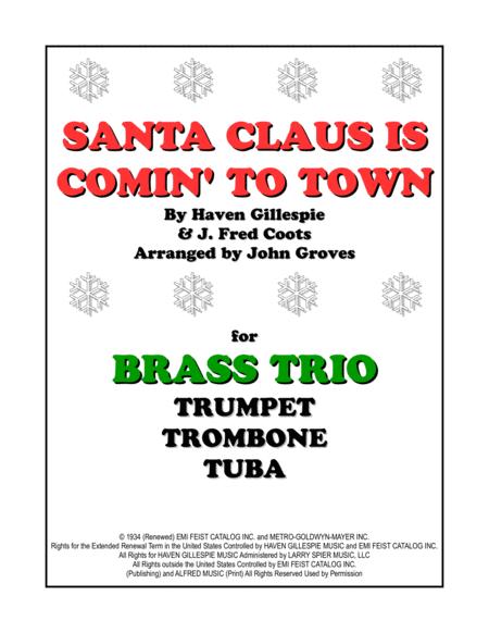 Santa Claus Is Comin To Town Trumpet Trombone Tuba Brass Trio Sheet Music