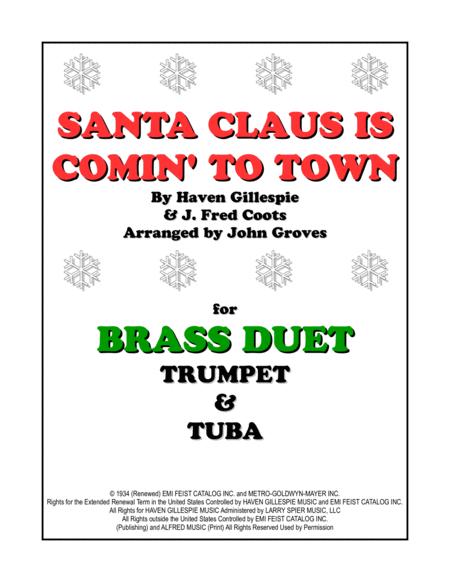 Santa Claus Is Comin To Town Trumpet Tuba Brass Duet Sheet Music