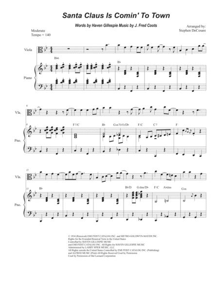 Santa Claus Is Comin To Town Viola Solo And Piano Sheet Music