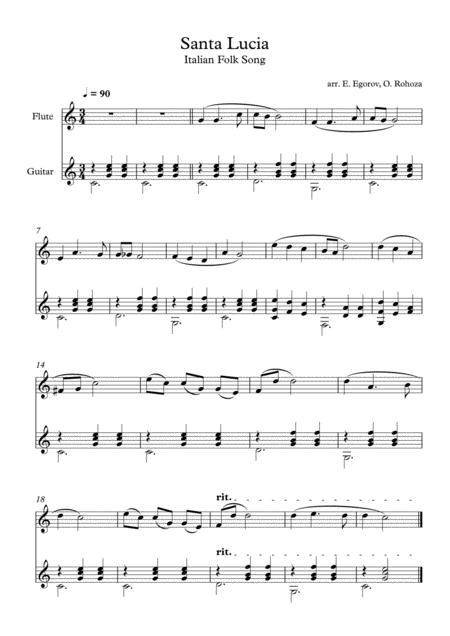 Santa Lucia Italian Folk Song For Flute Guitar Sheet Music