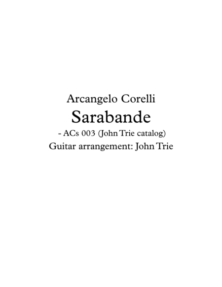 Sarabande Acs003 Tab Sheet Music