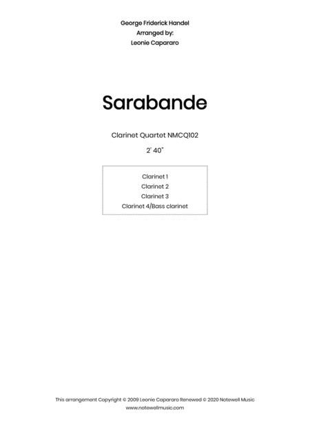 Free Sheet Music Sarabande Clarinet Quartet