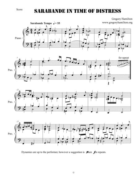 Sarabande In Time Of Distress For Piano Or Harpsichord Sheet Music