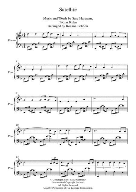 Satellite Piano Sheet Music