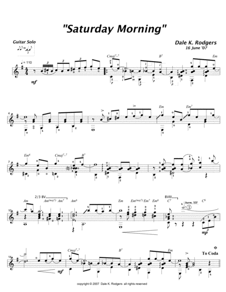 Saturday Morning Sheet Music