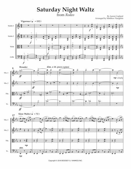 Free Sheet Music Saturday Night Waltz From Rodeo For String Quartet