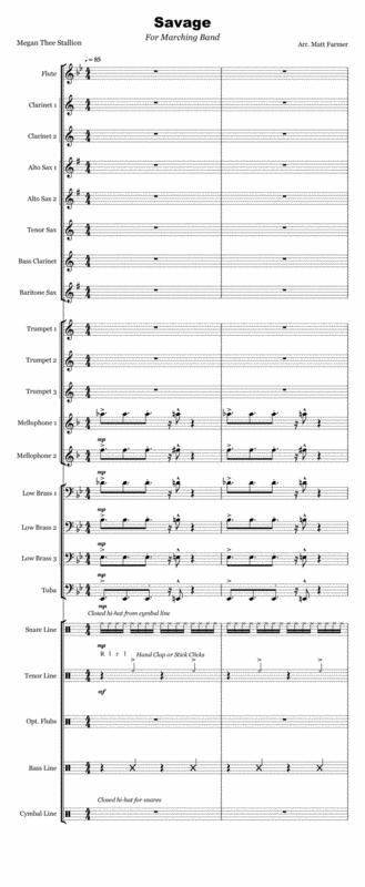 Savage By Megan Thee Stallion For Marching Band Sheet Music