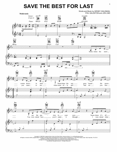 Free Sheet Music Save The Best For Last