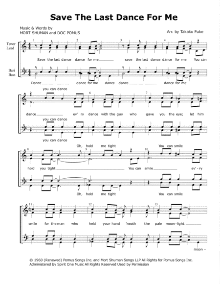 Save The Last Dance For Me Sheet Music