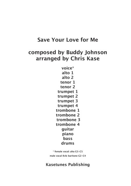 Save Your Love For Me Big Band Vocal Feature Sheet Music