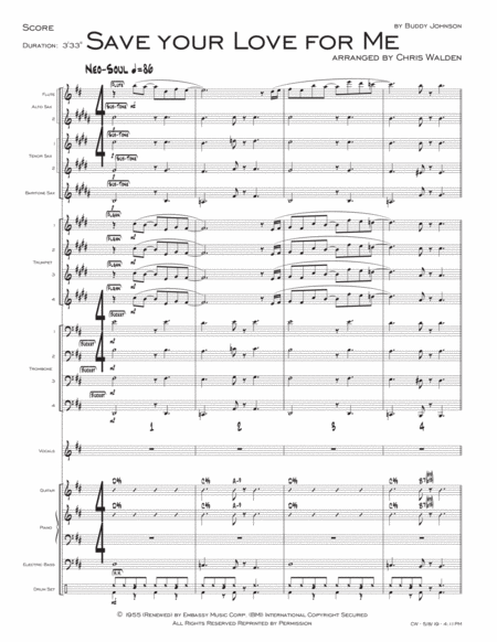 Free Sheet Music Save Your Love For Me