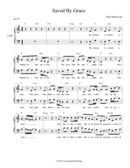 Free Sheet Music Saved By Grace