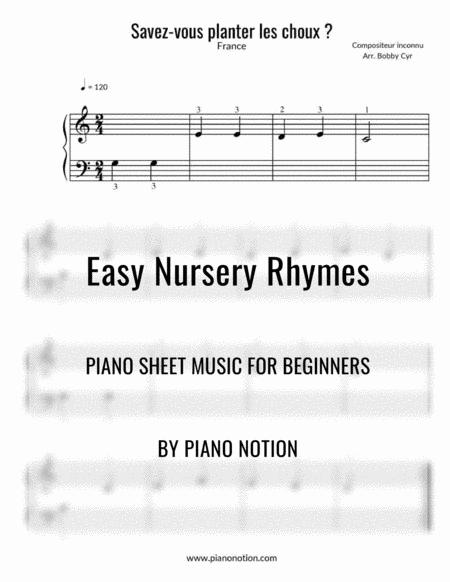 Savez Vous Planter Les Choux Easy Piano Solo Sheet Music