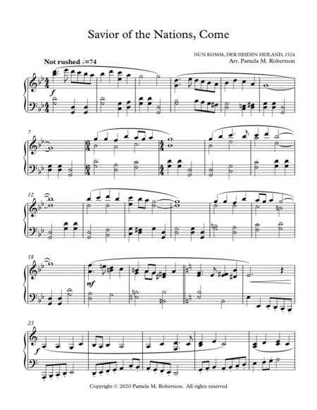 Free Sheet Music Savior Of The Nations Come Piano Solo