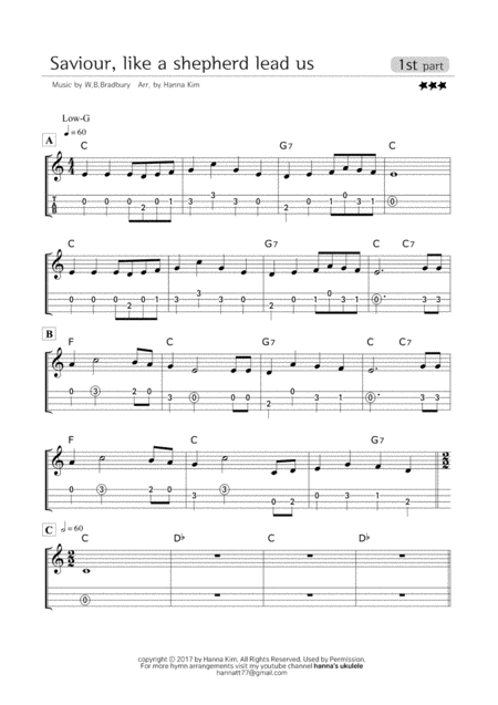 Saviour Like A Shepherd Lead Us Hymn Ukulele Ensemble Sheet Music