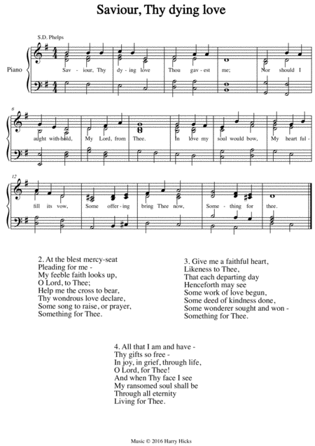 Saviour Thy Dying Love A New Tune To A Wonderful Old Hymn Sheet Music