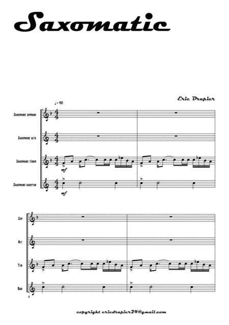 Free Sheet Music Saxomatic For Saxophone Quartet Satb