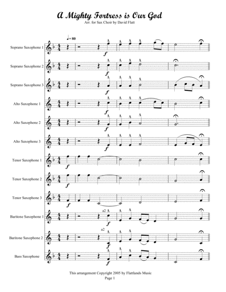 Saxophone Festival Series A Mighty Fortress Is Our God A Bach Fantasy For Sax Choir Sheet Music