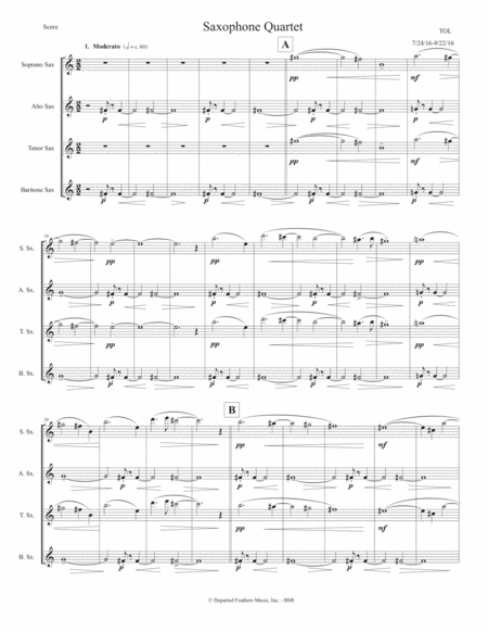 Saxophone Quartet 2016 Sheet Music