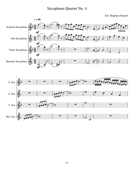 Saxophone Quartet No 4 Sheet Music