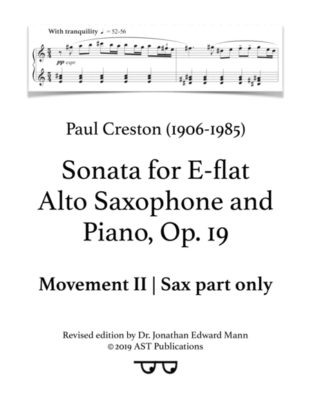Free Sheet Music Saxophone Sonata Op 19 Movement Ii Sax Part Only