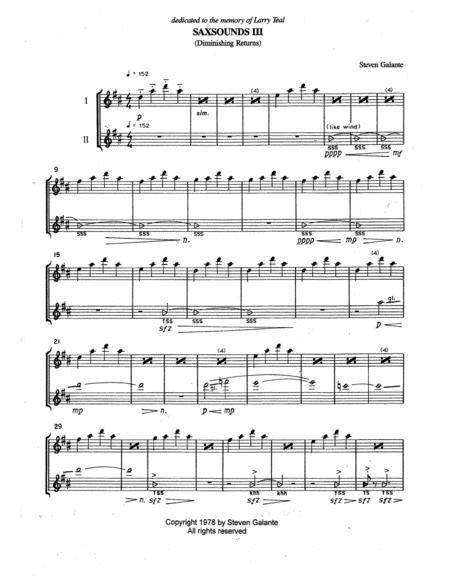 Saxsounds Iii Diminishing Returns Sheet Music