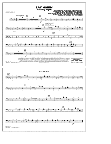 Free Sheet Music Say Amen Saturday Night Arr Matt Conaway Electric Bass