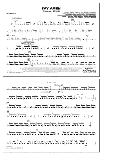 Free Sheet Music Say Amen Saturday Night Arr Matt Conaway Snare Drum