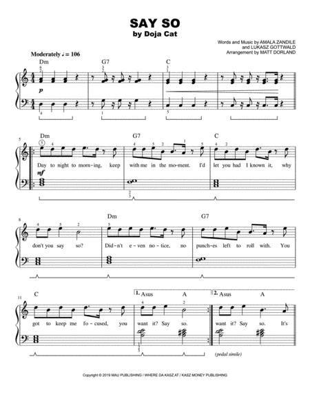 Say So Easy Piano Sheet Music