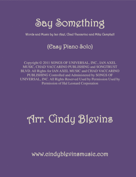 Free Sheet Music Say Something An Easy Piano Solo Arrangement