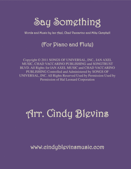 Free Sheet Music Say Something Arranged For Piano And Flute