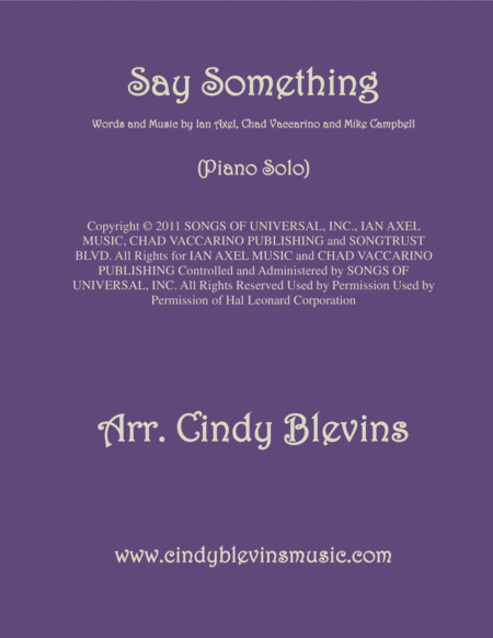 Say Something Arranged For Piano Solo Sheet Music