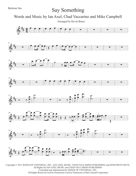 Say Something Bari Sax Sheet Music