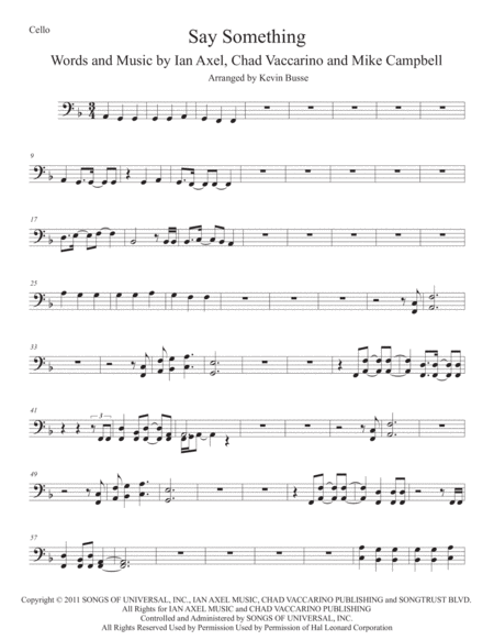 Say Something Cello Sheet Music