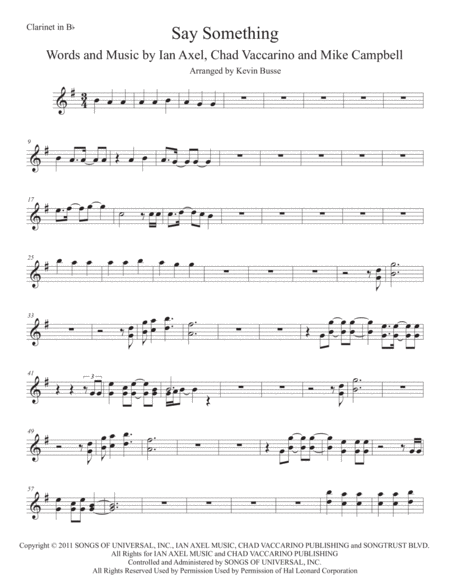 Say Something Clarinet Sheet Music