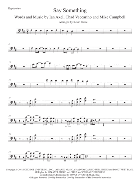 Say Something Euphonium Original Key Sheet Music