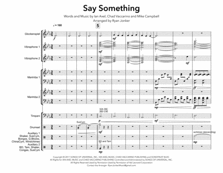 Say Something Percussion Ensemble Sheet Music