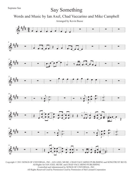 Say Something Soprano Sax Original Key Sheet Music