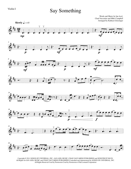 Say Something String Quartet Sheet Music