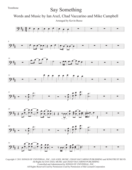 Free Sheet Music Say Something Trombone Original Key